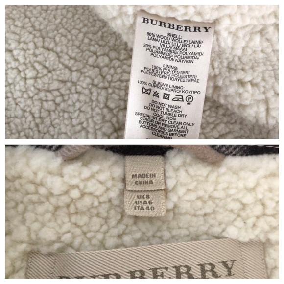 GORGEOUS NWOT  BURBERRY WOOL/SHEARLING TRIM PLAID - Picture 8 of 8